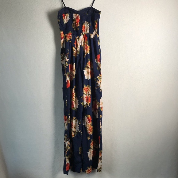 Band Of Gypsies Navy Floral Wide Leg Jumpsuit XS - Picture 7 of 11